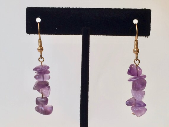 Stacked Dangling Amethyst Earrings - image 1