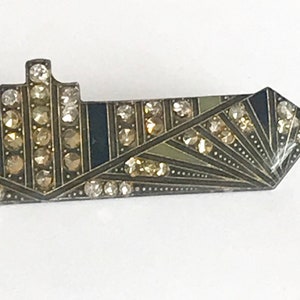 Pierre Bex Style Rhinestone and Enamel Deco Pin image 3