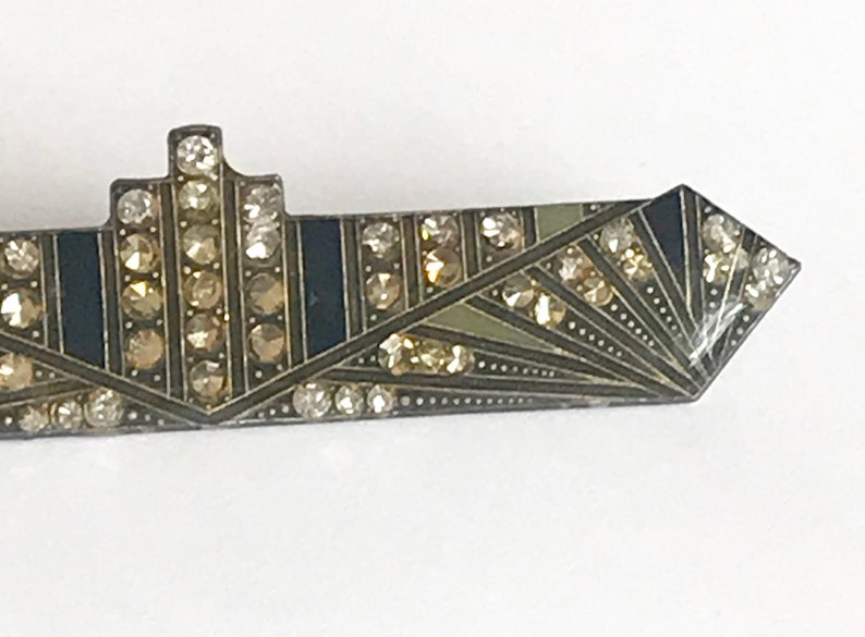 Pierre Bex Style Rhinestone and Enamel Deco Pin image 3