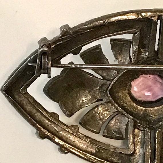 Antique Regal Amethyst and Marcasite Brooch - image 6