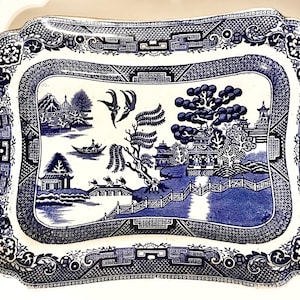 Antique Blue Willow Blue Platter