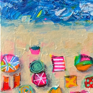 Aerial Beach Scene Summer Painting
