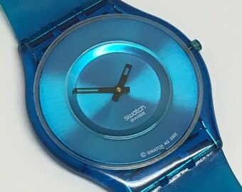 Skin Swatch Watch New Blue Jelly SFN107 Swatch Watch Thin Clear Gift