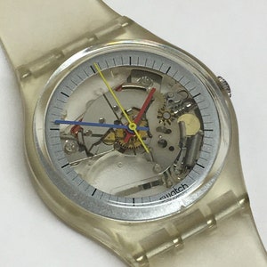 Vintage Swatch Watch Jelly Fish GK100 1985 Thin Hands Skeleton Clear See Through Retro Swatch Watch Christmas Holiday Gift Original Case Etsy Israel