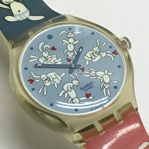 Swatch Watch Bunnysutra STGK101 Touch Game Blue Pink Rabbits