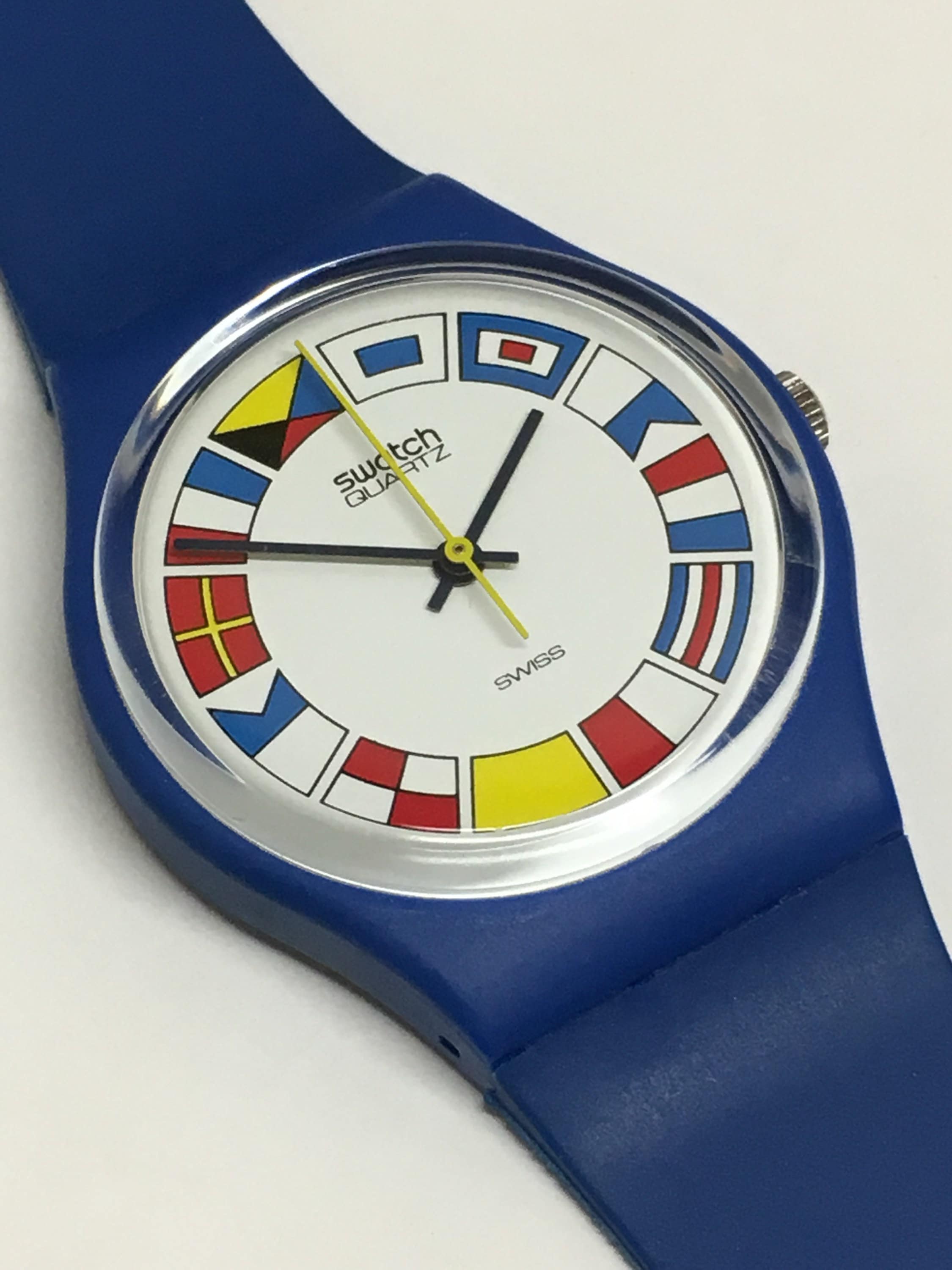 Vintage Swatch Watch 12 Flags GS101 1984 Blue Near Mint