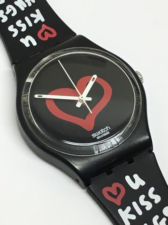 Swatch Uhr Liebe Sekunden Gb246 Valentinstag Spezielle Schwarz Etsy