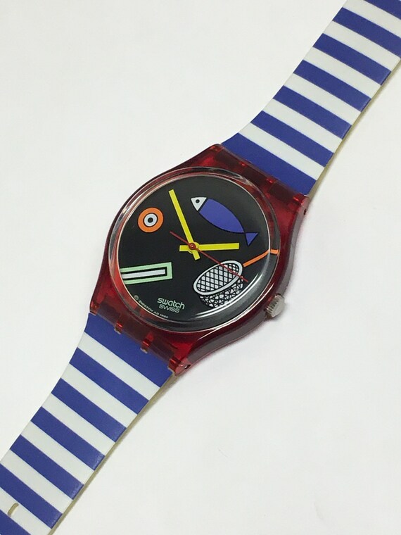 Swatch Watch vintage Fritto Misto GR114 1993 Rouge Bleu Blanc | Etsy Canada