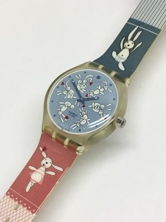 Swatch Watch Bunnysutra STGK101 Touch Game Blue Pink Rabbits