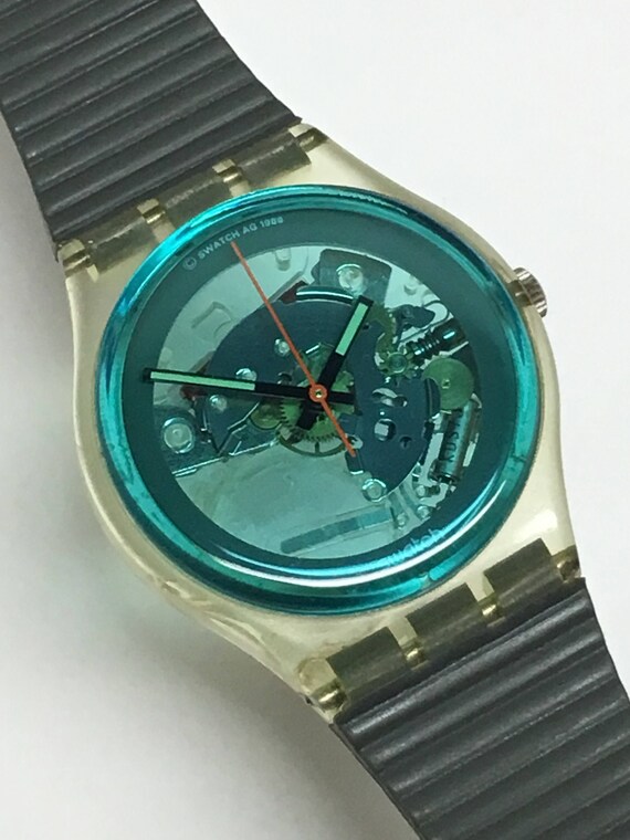 Rare Vintage Swatch Watch Turquoise Bay GK103 1987 Clear Etsy