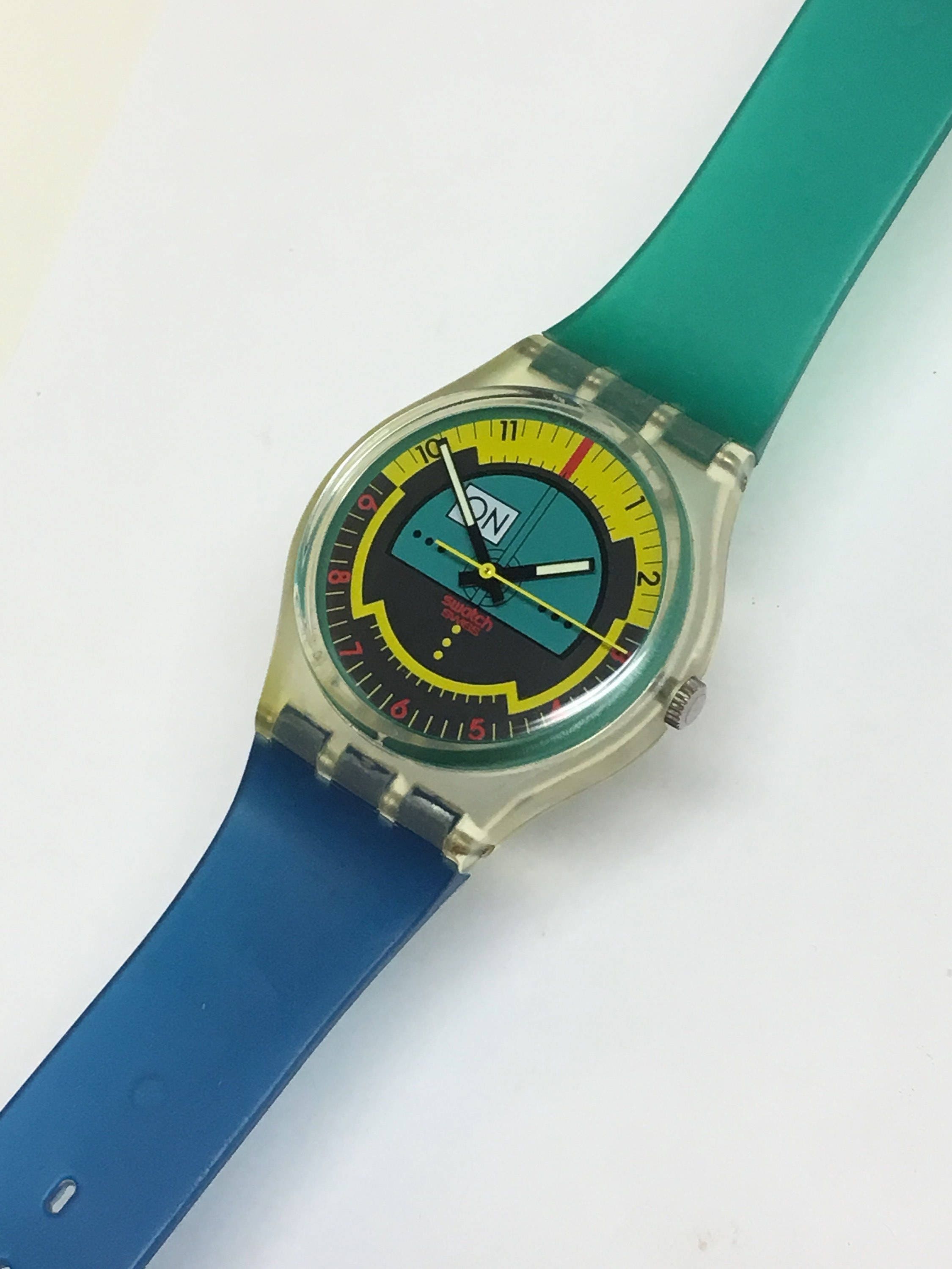 Swatch Watch - GK106 - SKYRACER Vintage Swatch Watch Skyracer GK106 1987 Clear Skeleton  main image 2