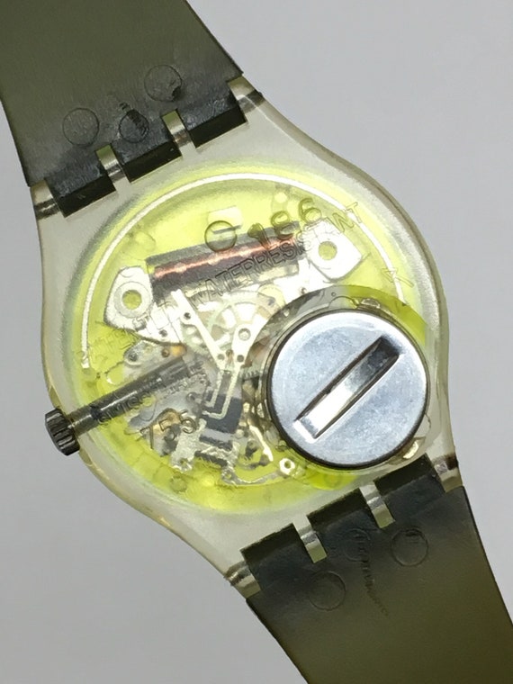 Vintage Swatch Watch Techno Sphere GK101 1985 Yellow Face