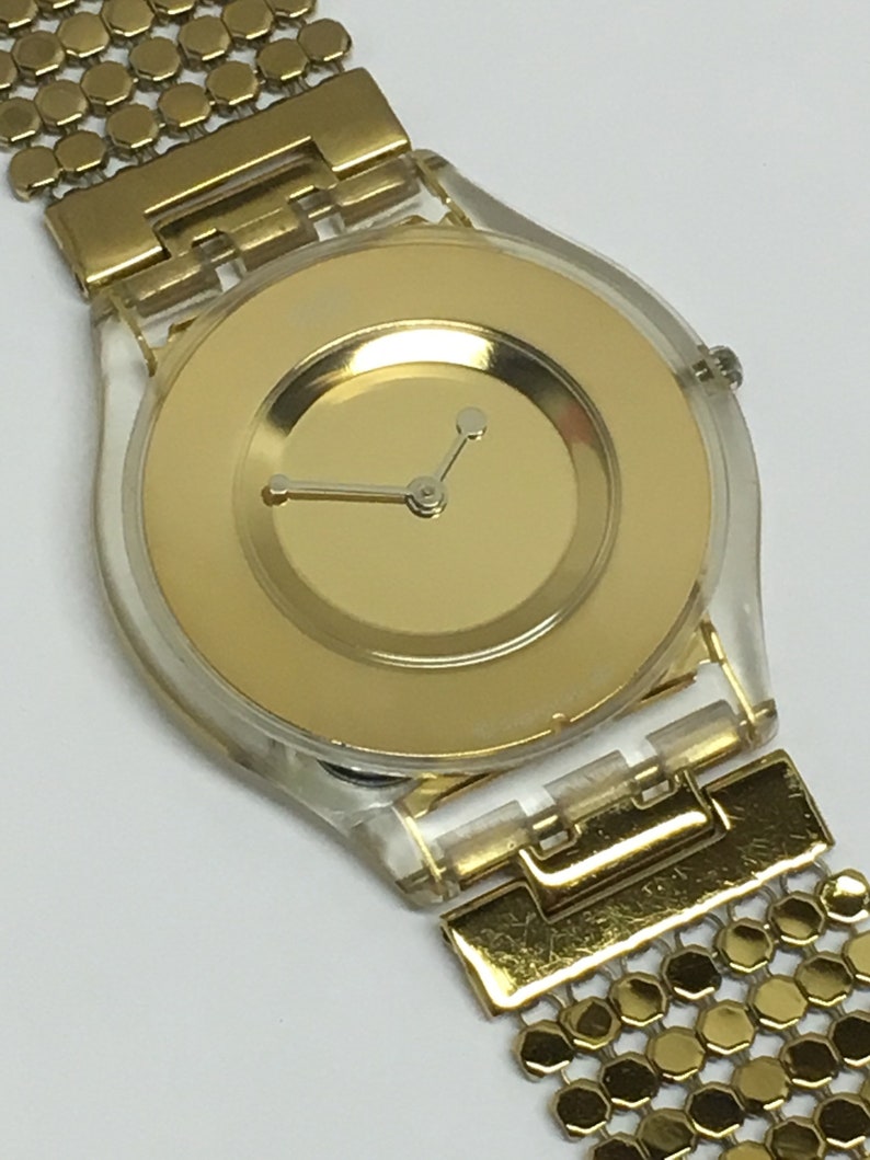 Vintage Skin Swatch Watch Women's Paved In Gold SFK127 Etsy