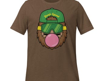 Bomb Squad Baseball Shirt – Sasquatch Cartoon Baseball Bomb Shirt, Sports Humor Graphic Tee