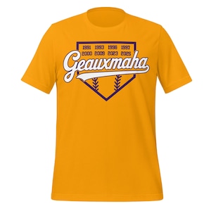 Geauxmaha National Champions Tee – Purple & Gold Baseball Tigers Shirt