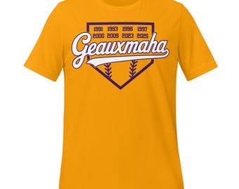 Geauxmaha National Champions Tee – Purple & Gold Baseball Tigers Shirt