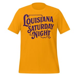 Louisiana Saturday Night T-Shirt – Purple & Gold Tigers Gameday Tee