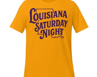 Louisiana Saturday Night T-Shirt – Purple & Gold Tigers Gameday Tee