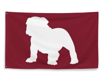 Bulldog Mascot Maroon 34"x56" Flag