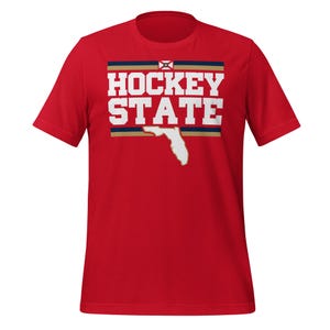 T-shirt Hockey State Florida Pride – T-shirt rouge vif pour les fans de hockey de la Floride