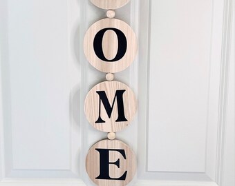 Hanging home wood rounds wall + door decor