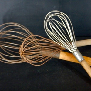 Vintage Chef Items - Very Rare Extra-Large Ball Whisk and Balloon Whisks - 1930s French Professional - Vintage French Kitchen - K382