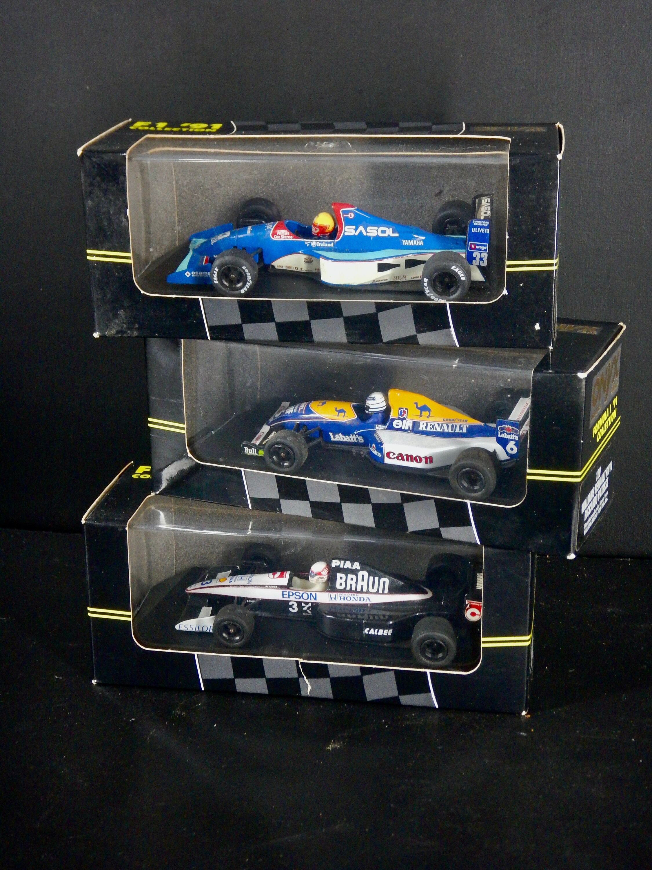 A Collection of 3 Vintage 1991 Formula One Cars - Onyx F1 Cars