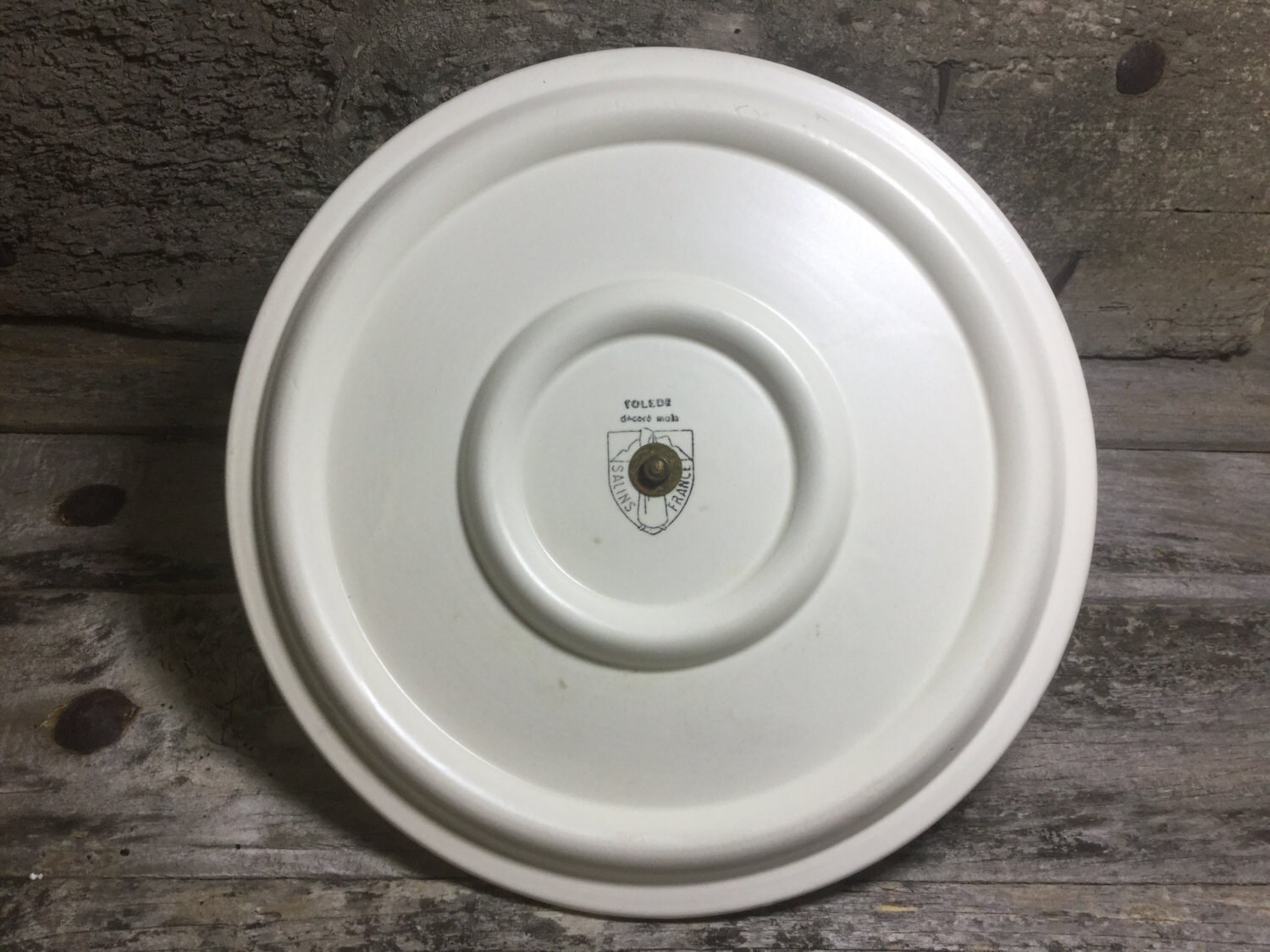 Plateau à Fromage Vintage Années 60 Salins - Céramique Motif Omnibus, Très Bon état