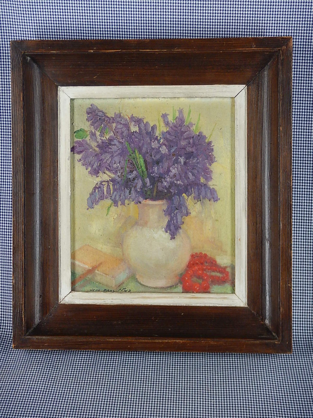 Original Oil Painting From 1940s - Bluebells by Jean Rene NYS - French ...