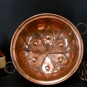 Antique French Copper Mold / Mould - Decorative Cake Mould / Mold - Kitchen Copper Decor - Huge French Galette Pan - K400