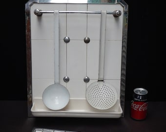 Beautiful and unusual Villeroy & Boch vintage kitchen utensil holder with detachable ceramic drip catcher K347