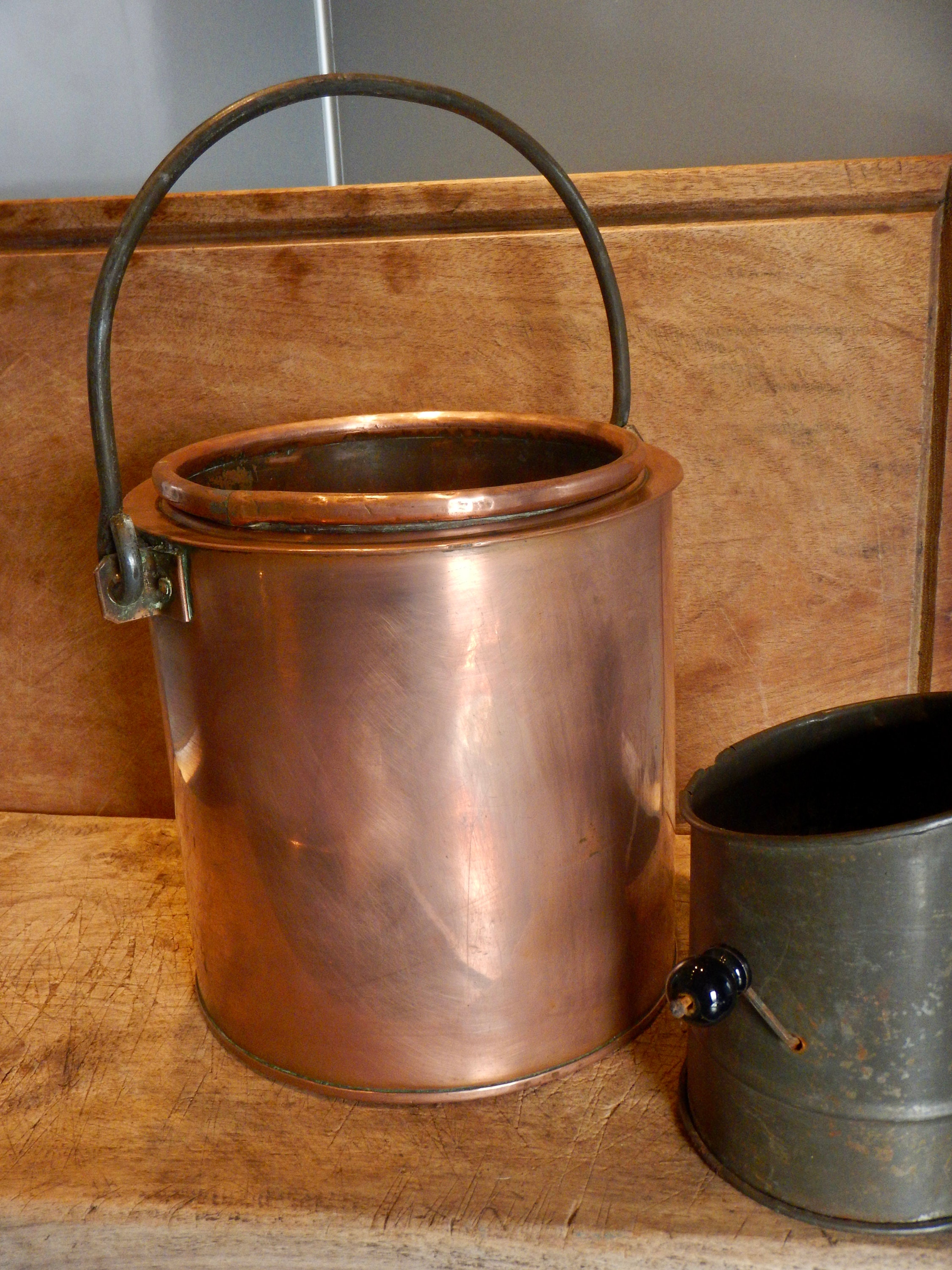 Vintage or Antique French deep copper bain marie pan - Chocolatier pan - Copper confectioners pan - Antique copper patissiers pan - K405