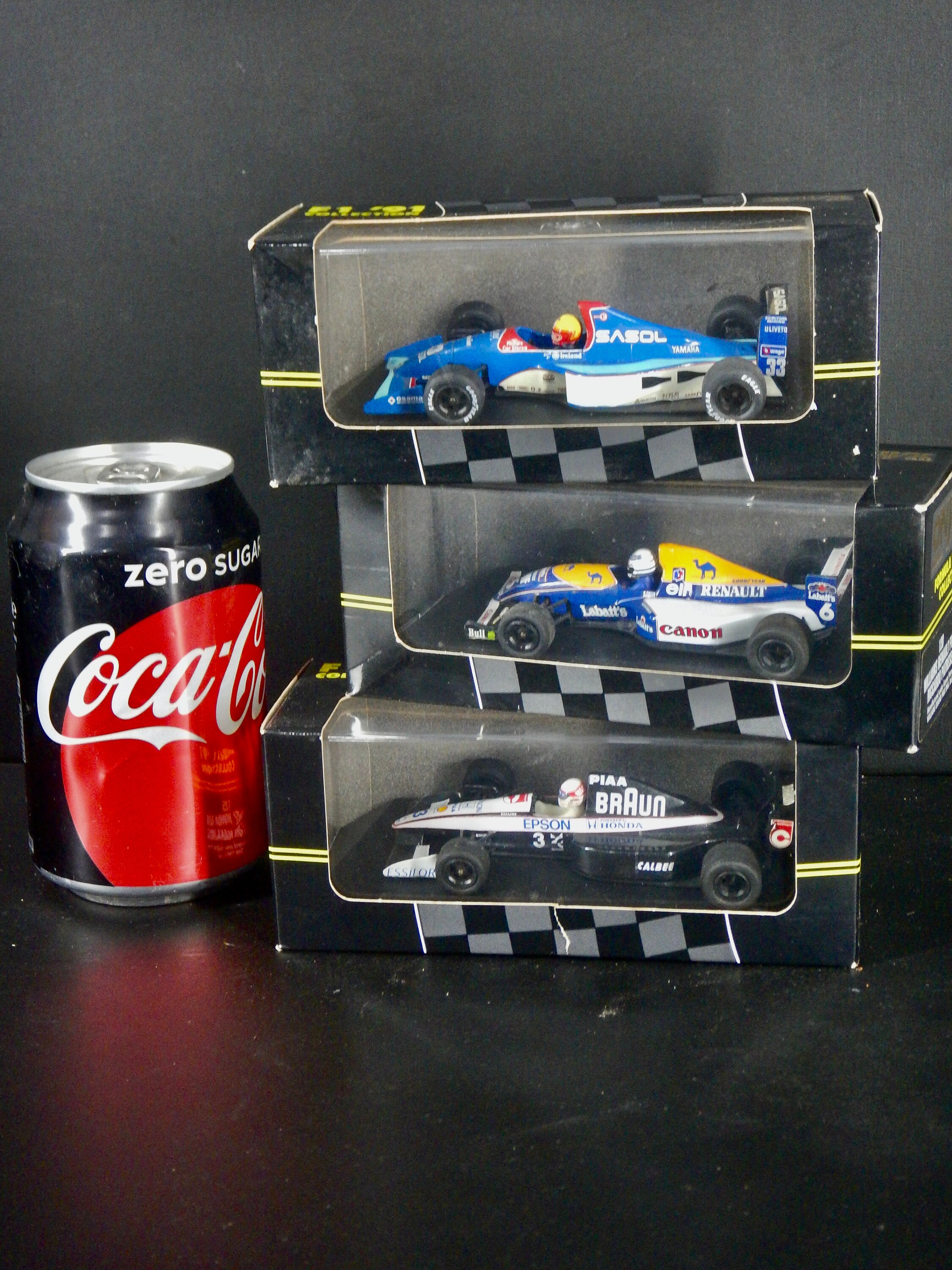 A Collection of 3 Vintage 1991 Formula One Cars - Onyx F1 Cars