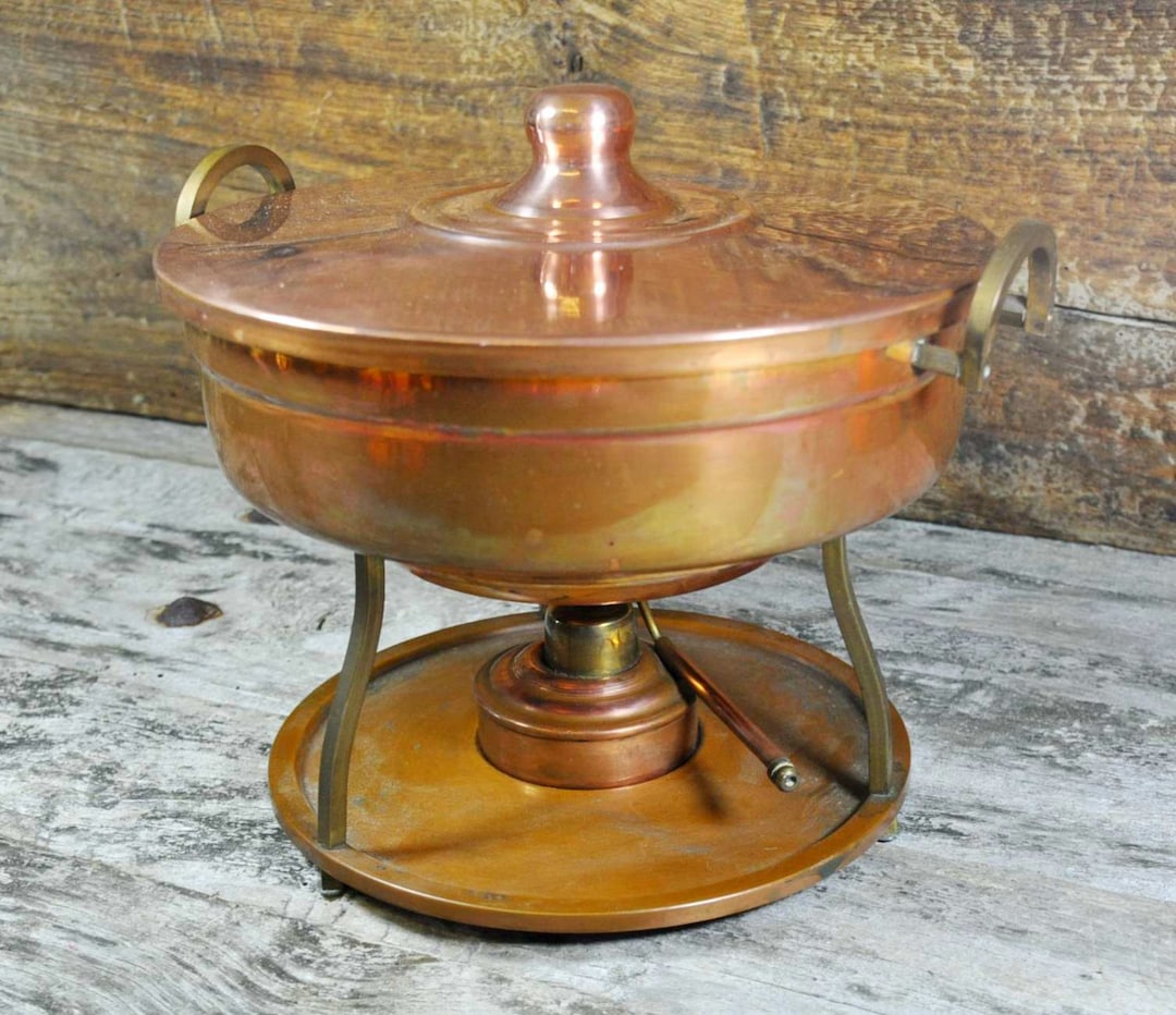 Vintage French Copper Chafing Dish Warming Dish Table Etsy