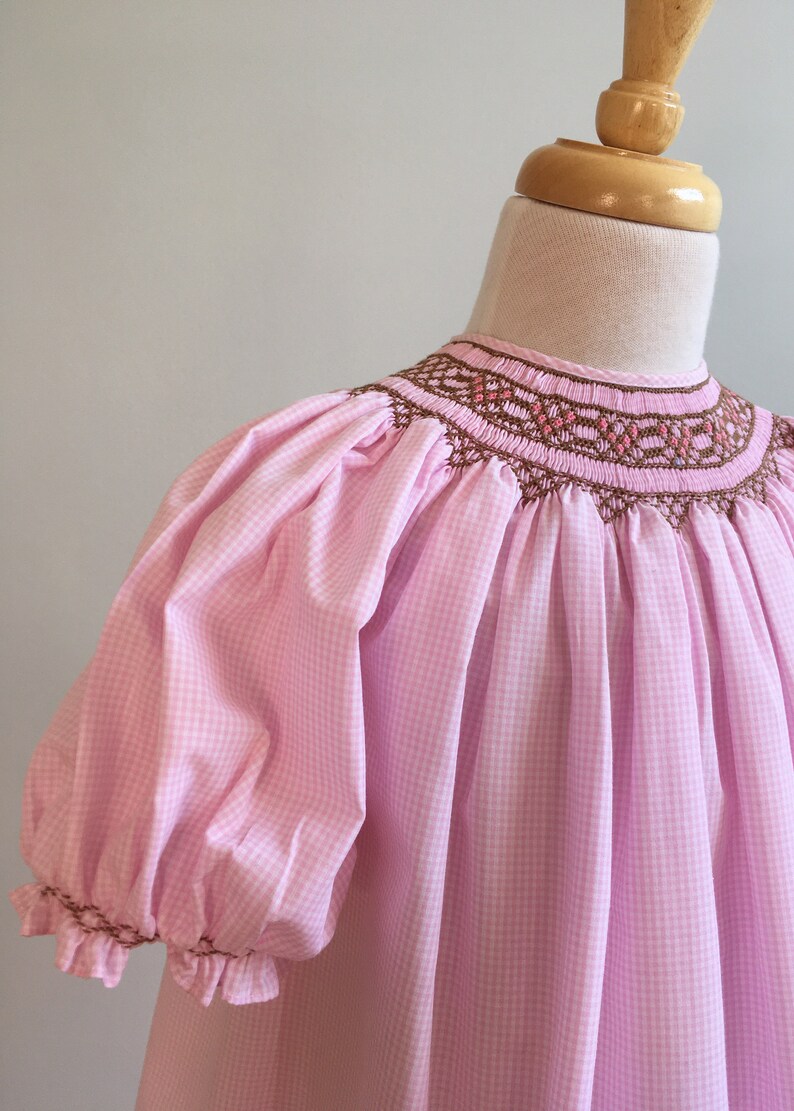 Vintage Hand Smocked Pink Gingham Bishop Style Dress - Etsy