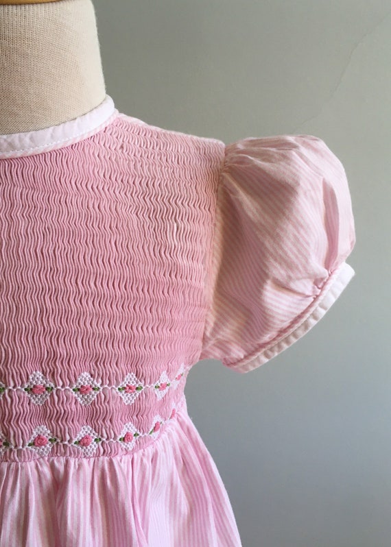 Vintage Girl’s “Bon Tots” Pin Striped Dress - image 3