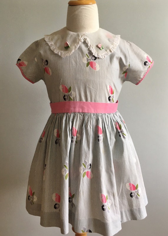 Late 50’s Girl’s Vintage Pin Striped Dress