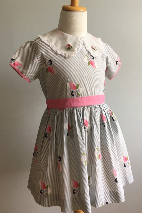 Late 50’s Girl’s Vintage Pin Striped Dress - image 5