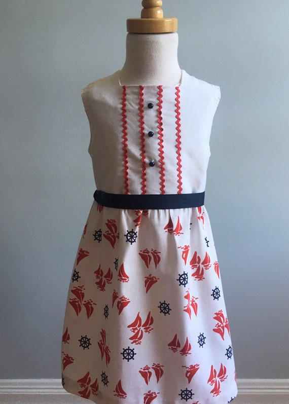 60’s Vintage Girl’s Nautical Print Sundress - image 3