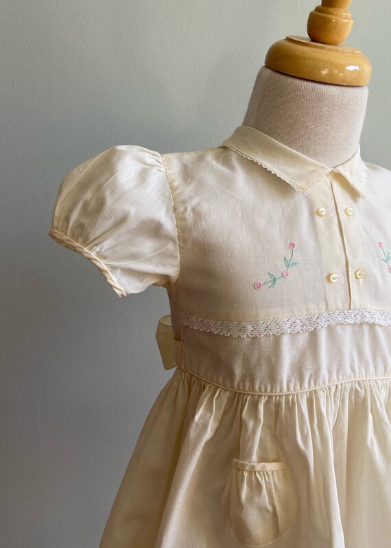 1950’s Vintage Pale Yellow Girl’s Dress - image 6