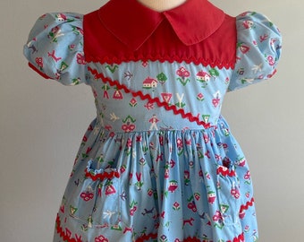 Vintage Late 40’s/Early 50’s Feedsack Homemade Dress