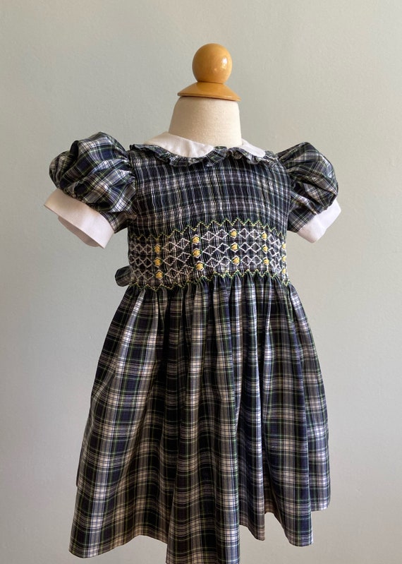 Vintage “Anavini” Girl’s Plaid Smocked Dress - image 5