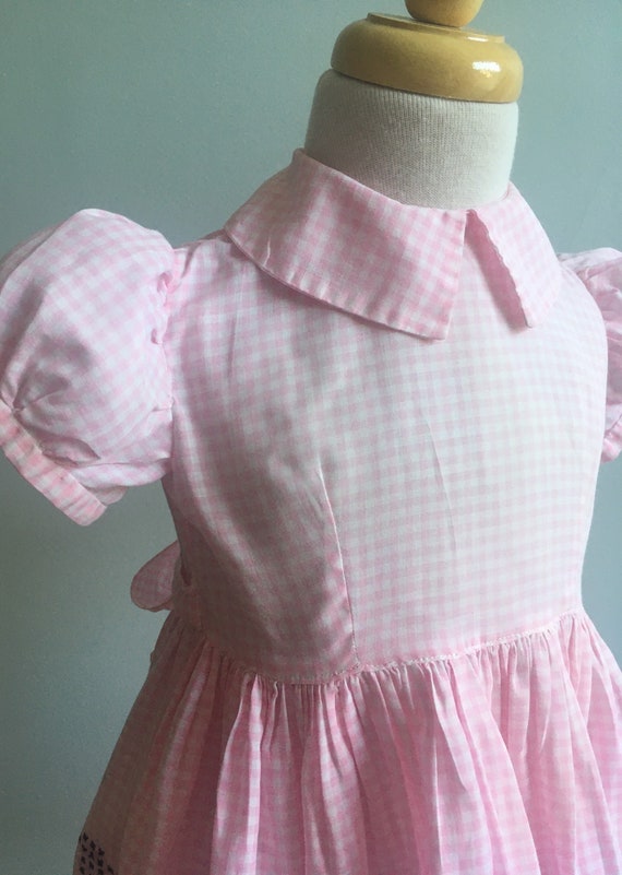 50’s Vintage Girl’s Dress with Cross Stitch Embro… - image 6