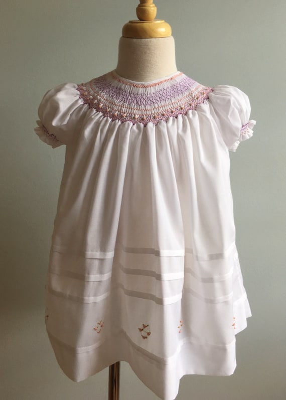 Vintage Bishop Style Handmade Hand Smocked Dress