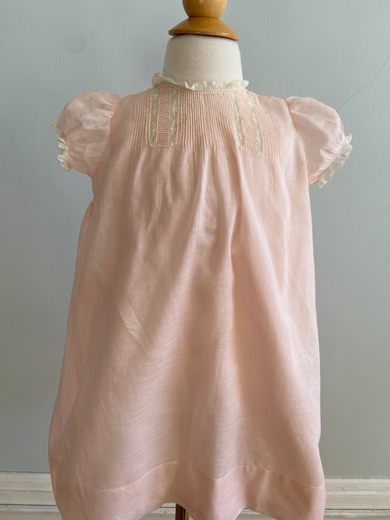 Vintage Pink Batiste Infant Gown and Slip