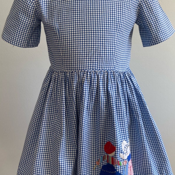 Vintage 1950’s Girl’s Shirtwaist Dress with Dutch Appliqués