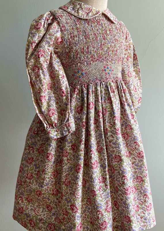 Vintage “Sophie Dess” Brushed Cotton Smocked Dress