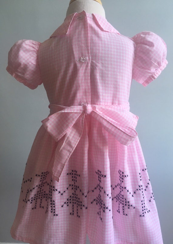 50’s Vintage Girl’s Dress with Cross Stitch Embro… - image 7