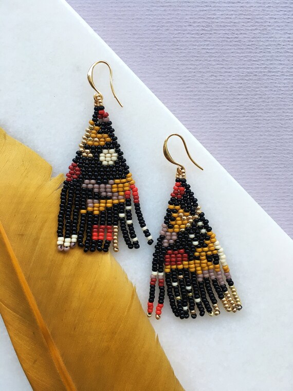 Earrings Zara Black Beaded Fringe Earrings Etsy