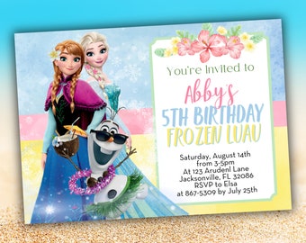 Frozen Summer Luau Birthday Party Invitation Template